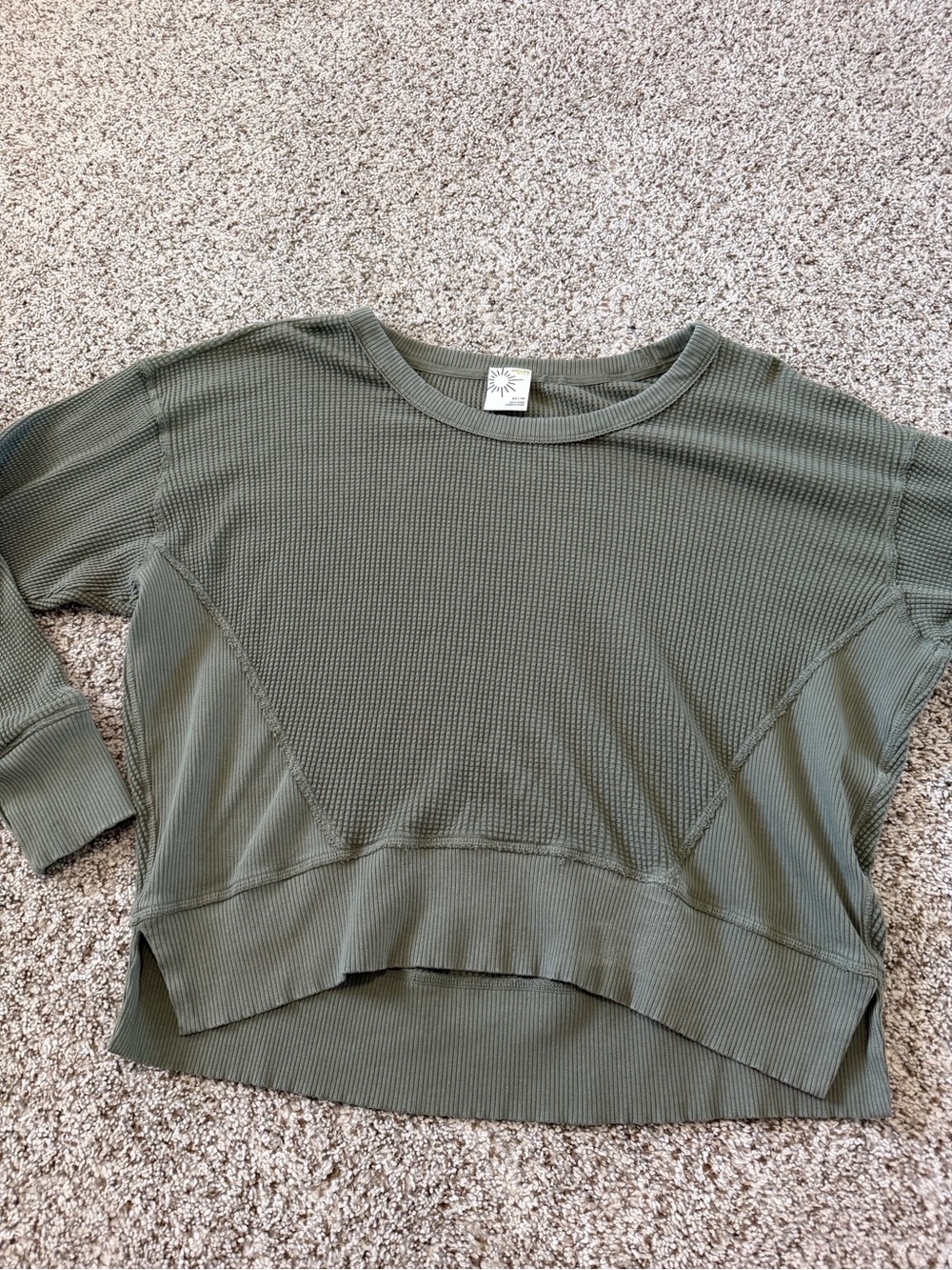 aerie Olive Green Waffle Knit Pullover